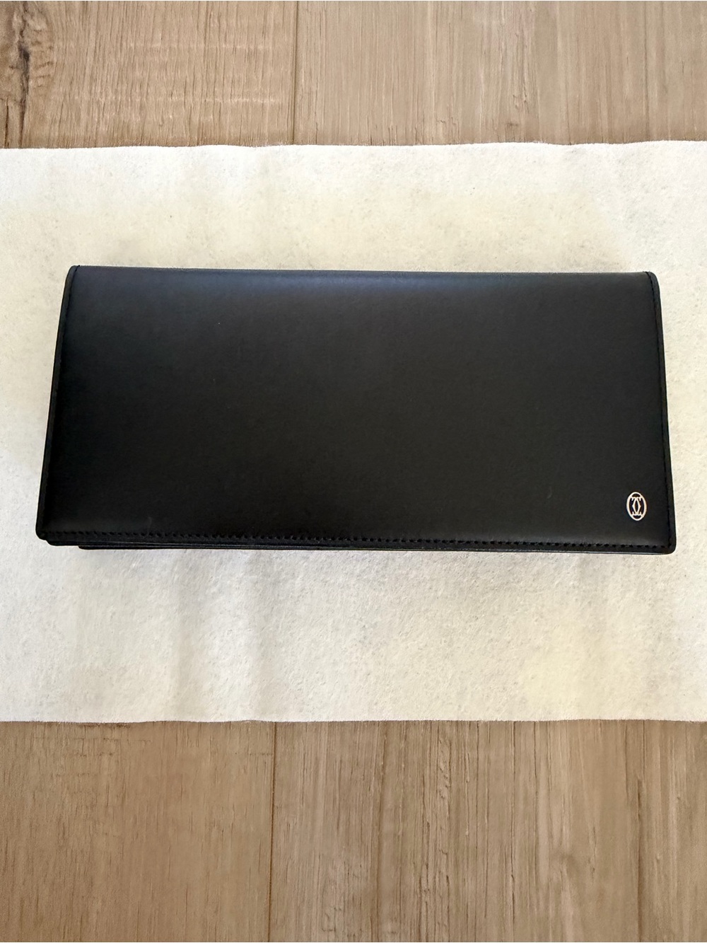 NEW Cartier Pasha Leather Long Wallet in Black and Silver (L3000440)